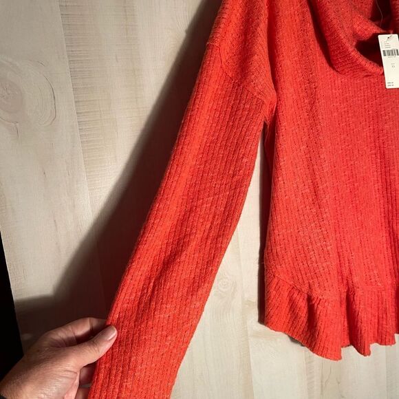 NWT Maeve Winterscape thermal rivers sweater orange cowl neck, size XS - Picture 10 of 16